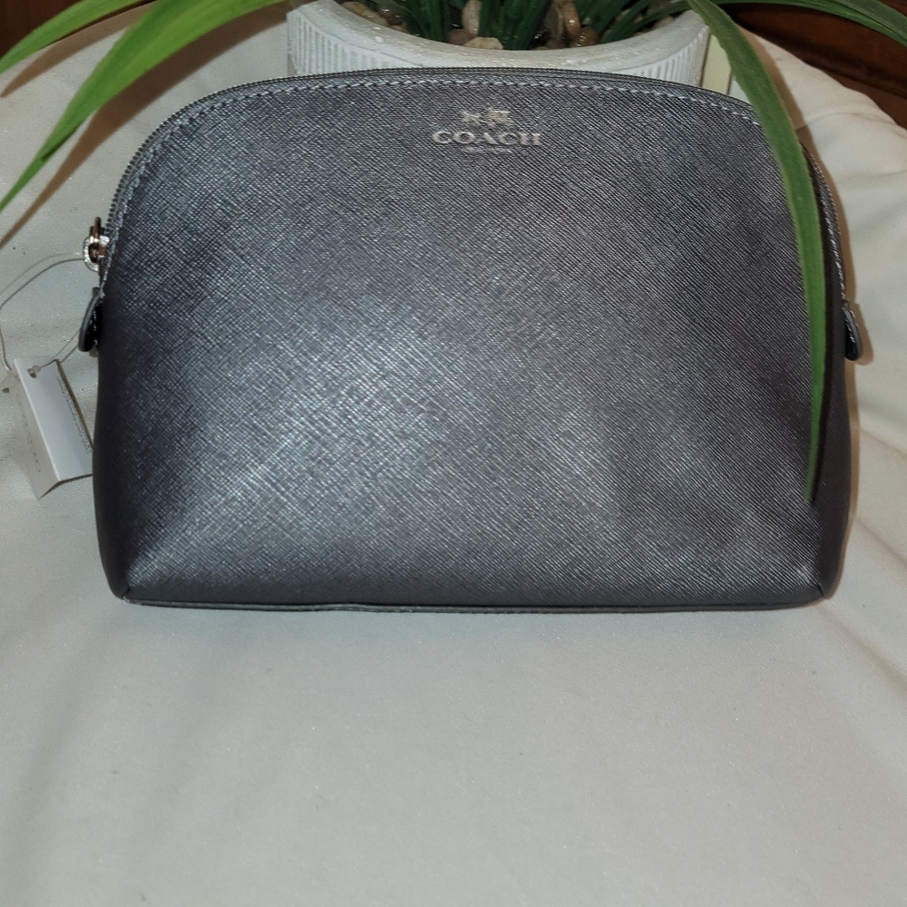 Coach small dome crossbody bag in metallic gray